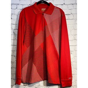 IZOD Men's Perform X Golf Shirt Size M Long Sleeve Quarter Zip Red and Grey